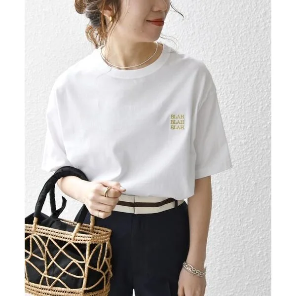tシャツ 「WEB限定」SHIPS any: BLAH BLAH BLAH.ワンポイント 刺繍 ルーズ Tシャツ(ユニセックス) メンズ レディース