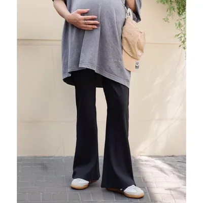 マタニティ 選べる2丈 マタニティリブフレアパンツ
