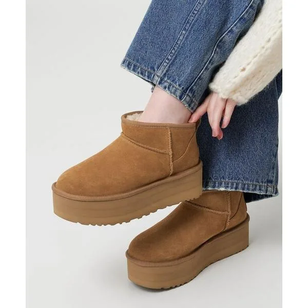ugg ショート ムートン ブーツ 「UGG」クラシック ウルトラミニプラットフォーム ブーツ レディース