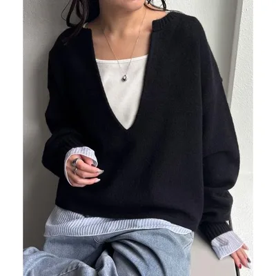 ニット セーター 新色追加/深Vネックニット/大人気アイテムリバイバル/ZOZO限定 レディース