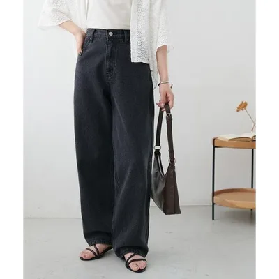 パンツ USコットンデニムストレートパンツ レディース