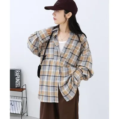 ブラウス シャツ オーバーサイズチェックシャツ レディース