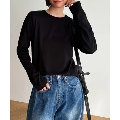 tシャツ El mar コットンストレッチロングTシャツ レディース