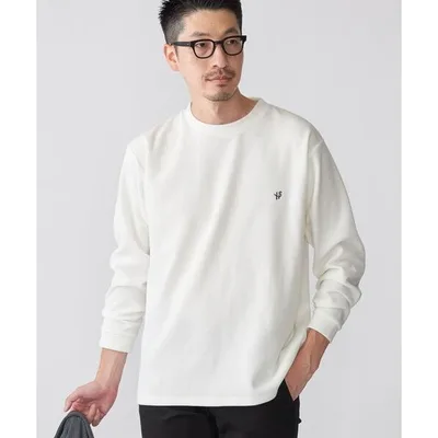 tシャツ 「WEB限定」SHIPS:「抗菌・防臭」ワンポイント ロゴ バーズアイ クルーネック 長袖 Tシャツ メンズ