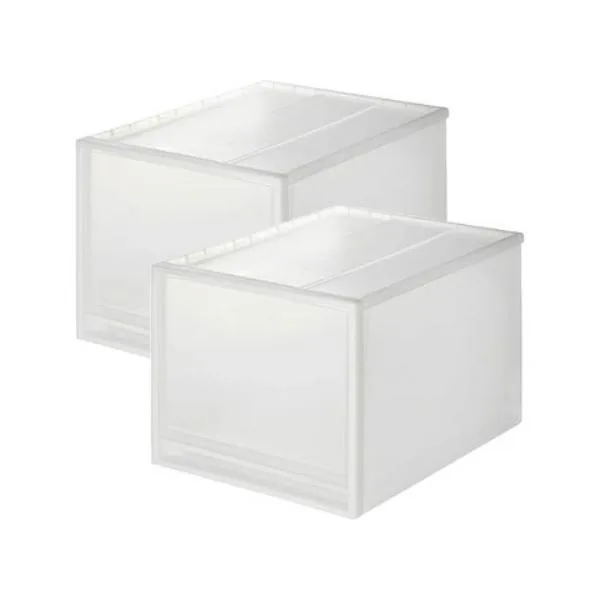 収納 「2個セット」ポリプロピレン 収納ケース 大 約幅34×奥行44.5×高さ30cm