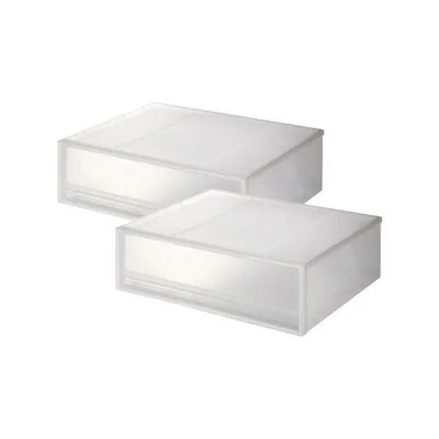 収納 「2個セット」ポリプロピレン 収納ケース ワイド 小 約幅55×奥行44.5×高さ18cm