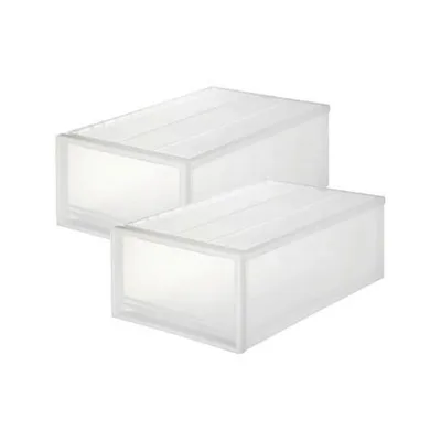 収納 「2個セット」ポリプロピレン 衣装ケース 中 約幅40×奥行65×高さ24cm