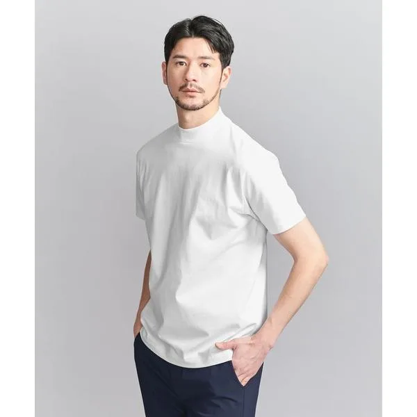 tシャツ 「WEB限定 WARDROBE SMART」クリア ガスコットン モックネック カットソー「抗菌・防臭」 メンズ