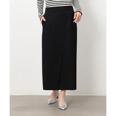 ロング スカート Iライン ラップ風スリットスカート