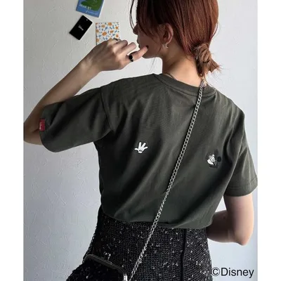 tシャツ 半袖 綿100%大人可愛い♪バック「ディズニー」刺繍半袖T レディース