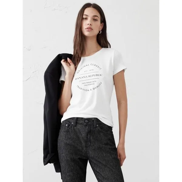 tシャツ 半袖 BANANA REPUBLIC FACTORY STORE クラシック ロゴTシャツ レディース