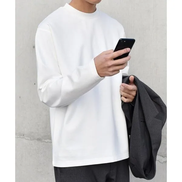 tシャツ デザイン リブ ハイゲージ ポンチ クルーネック Tシャツ (ロンT) メンズ