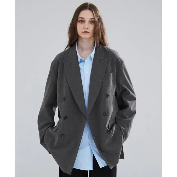 ジャケット テーラードジャケット 「LUENNA」Oversized Double Breasted Jacket / オーバーサイズ ダブルブレステッド ジャケット(セットアップ対応)
