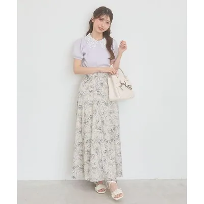 ロング スカート 夏 バックレースアップフレアスカート