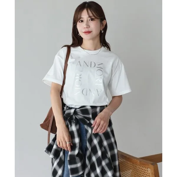 tシャツ 半袖 スクエアロゴプリント半袖Tシャツ レディース