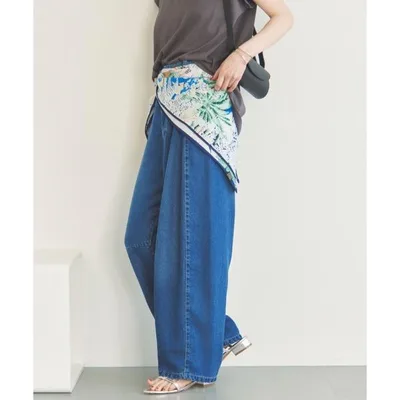 ワイドパンツ ジーンズ デニム デニムパンツ 「やわらか」ソフトデニムワイドタックパンツ レディース