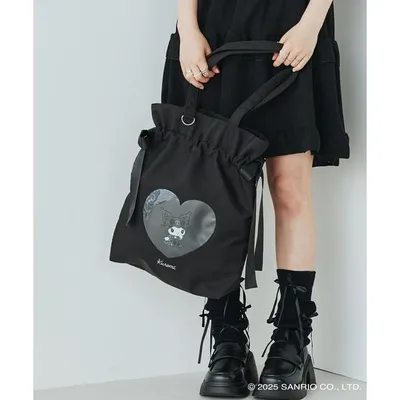 トートバッグ 「WEB限定商品」「当店限定」Sanrio characters(サンリオキャラクターズ) リボン巾着トートバッグ A4対応 / クロミ KU-461 レディース