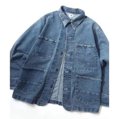 デニムジャケット gジャン Hanes/へインズ COVERALL DENIM JACKET/レギュラーフィット ストレッチ デニムジャケット/カバーオール/レディース メンズ