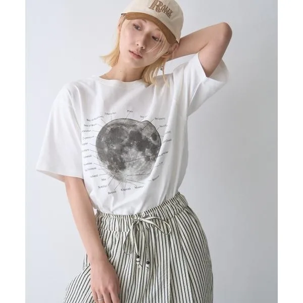 tシャツ 半袖 「WEB限定」「UNISEX」ムーンクレーター&アースロゴプリントTee レディース メンズ