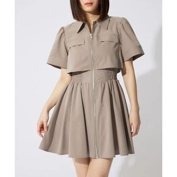 ワンピース 夏 半袖 バストフレアミニワンピース 秋服