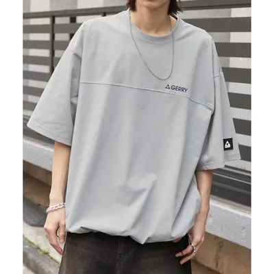 tシャツ 速乾 GERRY/ジェリー 別注 ドロスト ワッペンロゴ刺繍 ビッグシルエット半袖Tシャツ / 接触冷感・吸水速乾 メンズ レディース