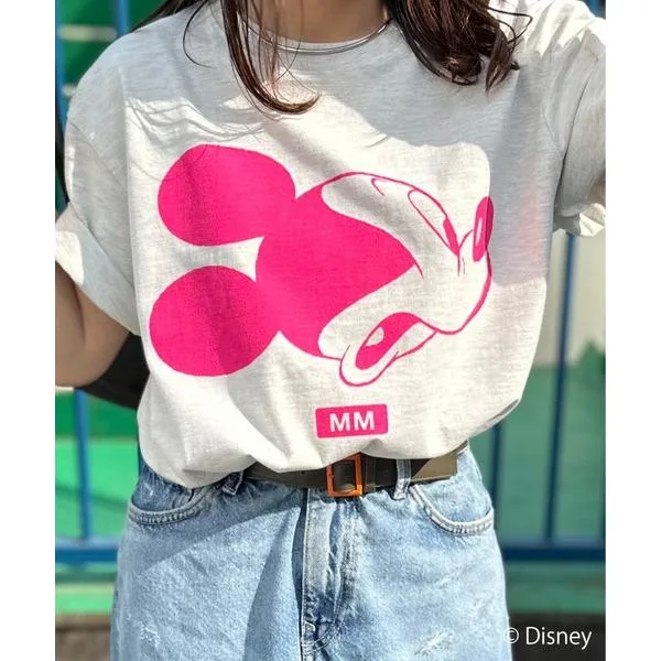 tシャツ 半袖 「Disney(ディズニー)」別注/ミッキーマウス / MMロゴプリント半袖Tシャツ レディース メンズ