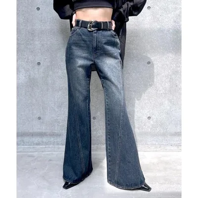 ジーンズ デニム デニムパンツ スリムレッグフレアデニム/脚長効果抜群「4color/4size」 レディース