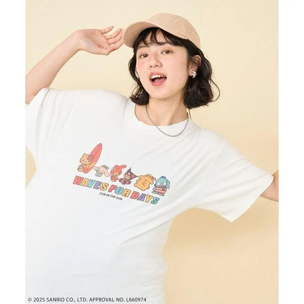 tシャツ 半袖 SANRIO/サンリオ SANRIO 'HELLO KITTY' SUMMER キャラクターTシャツ/ハローキティ サマーキャラクタープリントTシャツ レディース