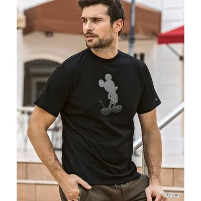 tシャツ 1PIU1UGUALE3 RELAX(ウノピゥウノウグァーレトレ リラックス)「ミッキーマウス」グラデーションラインストーン半袖Tシャツ メンズ