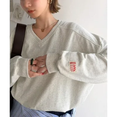 tシャツ 「JaVa ジャバコラボ」シンプルなのに、存在感。綿100%Vネック切り替えロンT(長袖) レディース