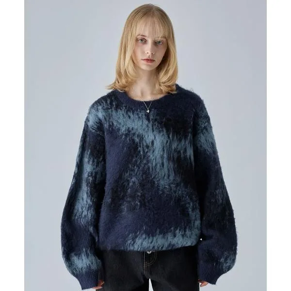 セーター ニット 「VELNUS」Abstract loose shaggy design knit/アブストラクトルーズシャギーデザインニット メンズ レディース