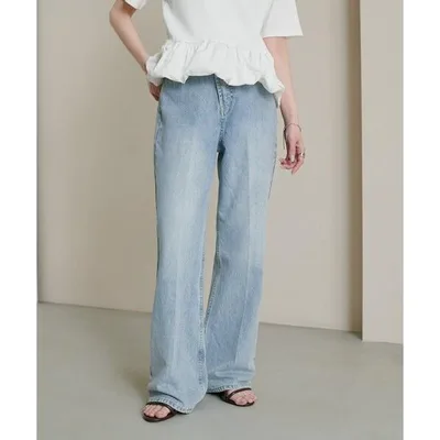 ジーンズ デニム デニムパンツ 「新色追加!」USコットンデニムセミフレアパンツ レディース