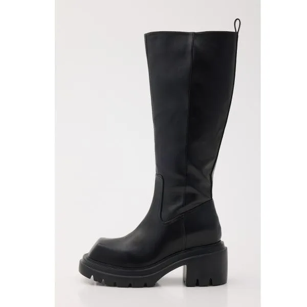 ロング ブーツ 「美脚チートブーツ」SQUARE TOE KNEE BOOTS スクエア トゥニー ブーツ ロングブーツ レディース