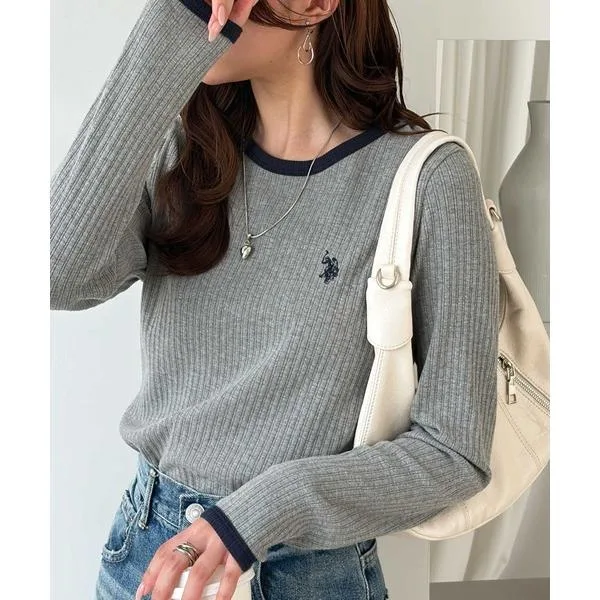 tシャツ GeeRA別注「U.S. POLO ASSN.」配色デザインリンガーリブロンT レディース