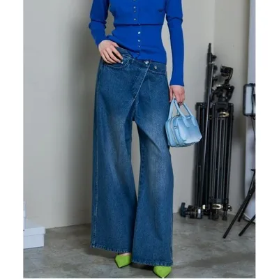 ワイドパンツ ジーンズ デニム デニムパンツ 2way Asymmetry Tuck Denim/2WAYアシメタックデニム レディース