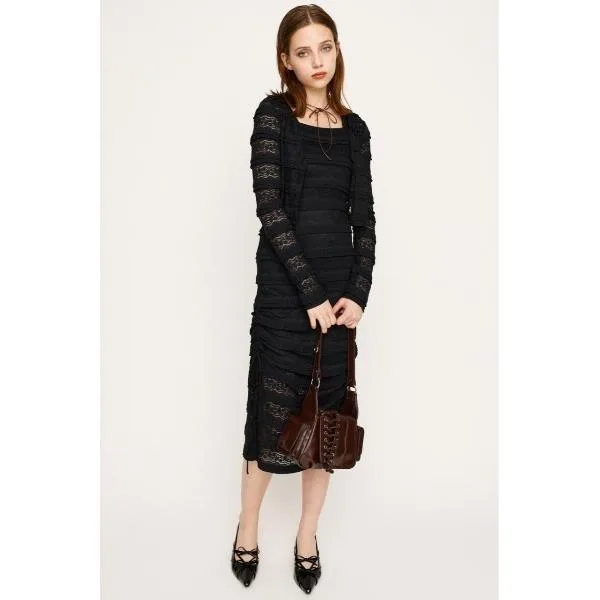 ワンピース FRONT BUTTON LACE 2P L/OP フロントボタン レース ツーピー ロングワンピース 秋服