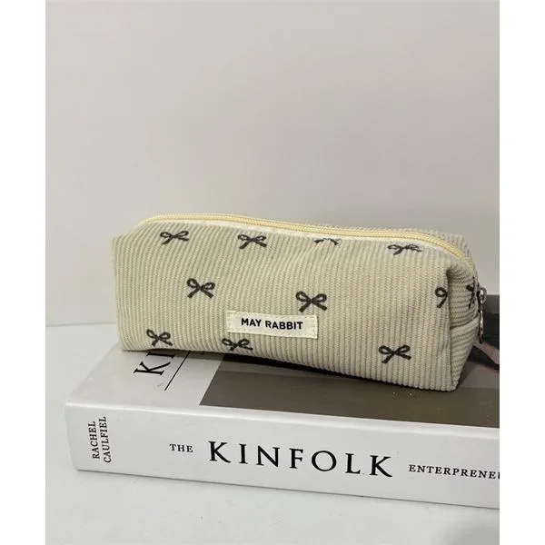 文房具 Mignonjour/リボンコーデュロイペンケース M2694