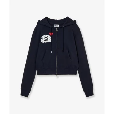 パーカー DOT SMALL LETTER CROP HOOD ZIP UP レディース