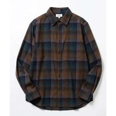 シャツ 2026AW USAコットン フランネル ライトウェイト オンブレチェック 長袖レギュラーカラーシャツ メンズ レディース メンズ レディース