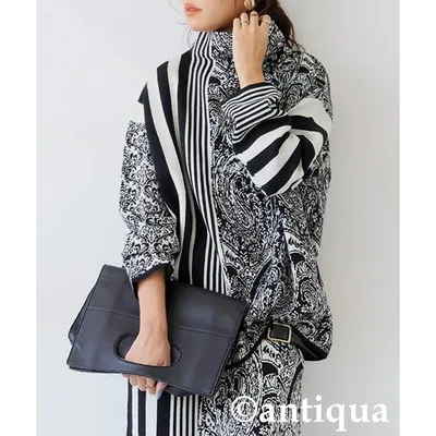 アンティカ antiqua タートルネック ニット セーター アート柄ニット レディース