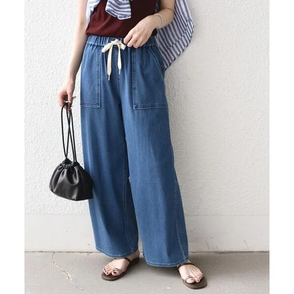 ワイドパンツ ジーンズ デニム デニムパンツ SHIPS Colors:「洗濯機可能」カットデニム ドロスト パンツ レディース