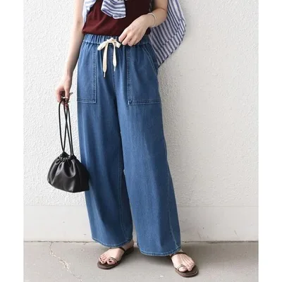 ワイドパンツ ジーンズ デニム デニムパンツ SHIPS Colors:「洗濯機可能」カットデニム ドロスト パンツ レディース