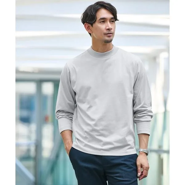 tシャツ 「WEB限定」JUST fit デイリーモック 長袖 Tシャツ -吸水速乾・抗菌- メンズ