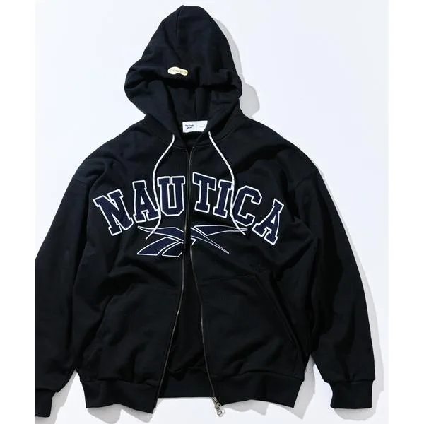 パーカー Reebok×NAUTICA/リーボック×ノーティカ 「Exclusive」ダブルネーム アーチロゴ ヘビーウェイト ジップアップ フーディー メンズ