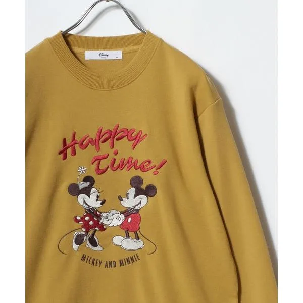 トレーナー スウェット Disney/ディズニー ミッキー/ミニー/ベイマックス 裏毛 サガラ刺繍 クルーネックスウェットトレーナー レディース