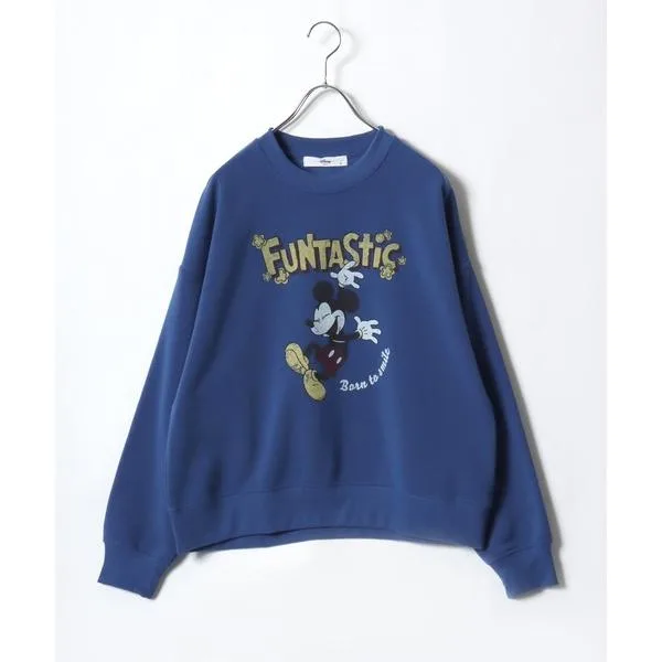 トレーナー スウェット 裏起毛 Disney(ディズニー)キャラクターサガラ刺繍・ヴィンテージライクプリント スウェットトレーナー(裏起毛)ミッキーマウス…
