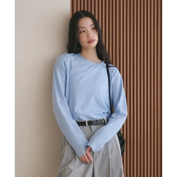 tシャツ コットンポリエステル ラメロングスリーブカットソー レディース