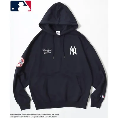 パーカー 裏起毛 MLB/メジャーリーグベースボール 別注 オーバーサイズ 裏起毛 ロゴ ワッペン ワンポイント刺繍 スウェット パーカー/レディース メンズ