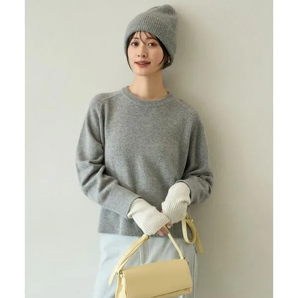 ニット セーター カシミヤブレンド クルーネックニット レディース