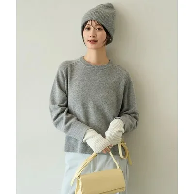 ニット セーター カシミヤブレンド クルーネックニット レディース